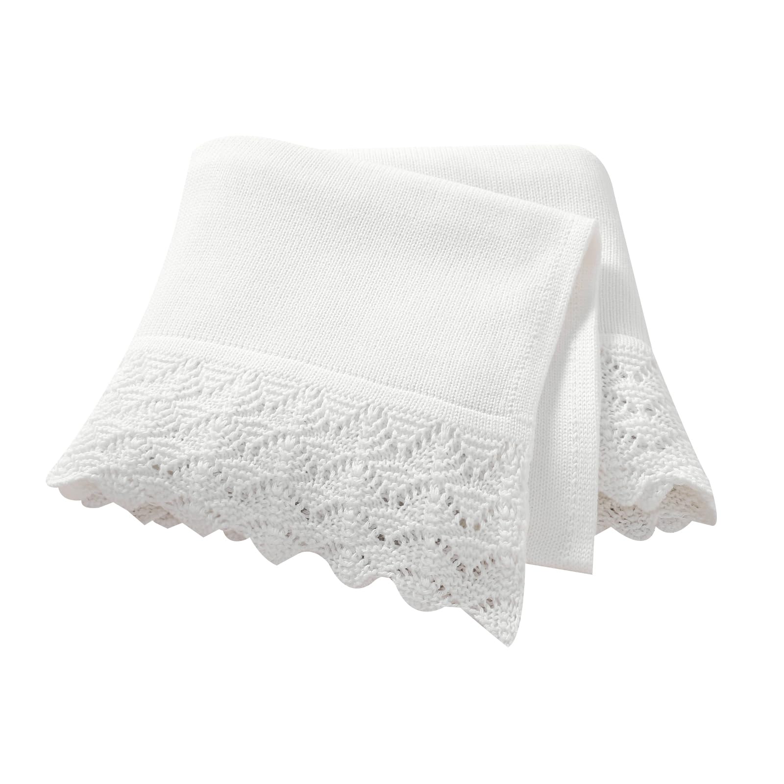 Hadetoto Cotton Baby Blanket for Newborn Soft Knit Boy Girl Blankets Baby Essentials Newborn Gift 100 x 80cm (Baby White)