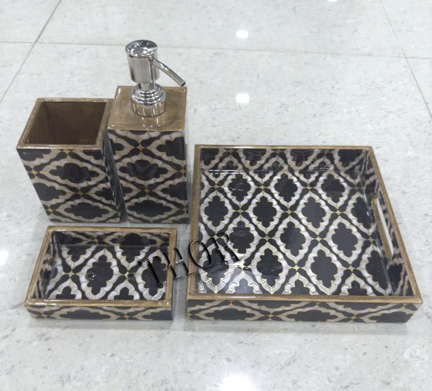 Bathroom Accessory Set Black Bathroom Accessories Set Bathroom Decor Sets Accessories for Apartments Bathroom Toothbrush Holder Dispenser Soap Dish with Tray Set