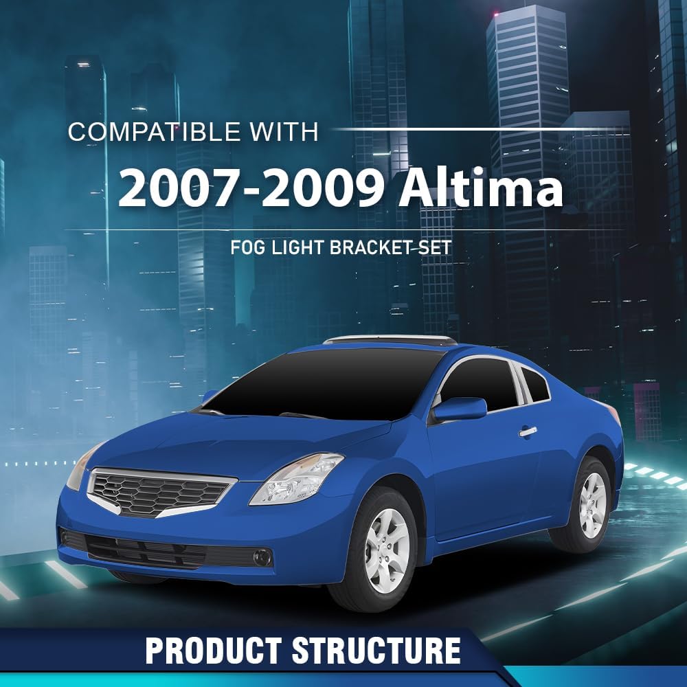 PIT66 Fog Light Brackets Set Driver and Passenger Side Compatible with Nissan Altima 2007-2009 26915JA00A, 26910JA00A, NI2602100, NI2603100