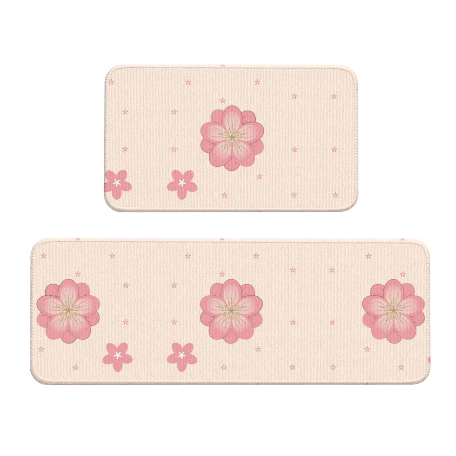 Alfombrillas de cocina antideslizantes Little Pink Cherry Blossoms con base de máxima seguridad