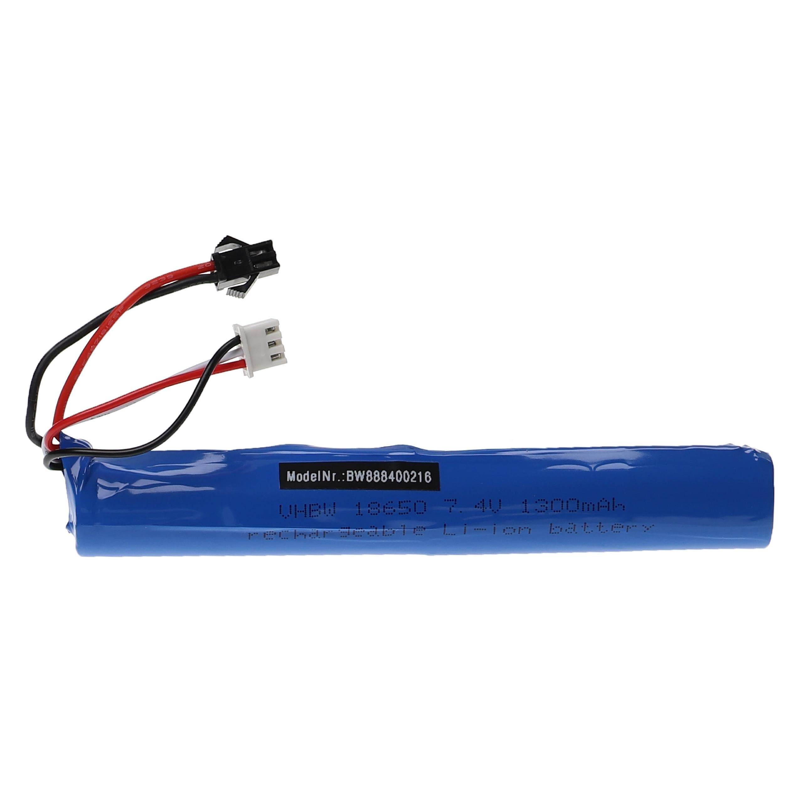 vhbw Battery compatible with SM-2P Plug for Model Making Device e.g. Racing Car, Helicopter (1300mAh, 7.4 V, Li-ion, 131 x 18.5 mm)