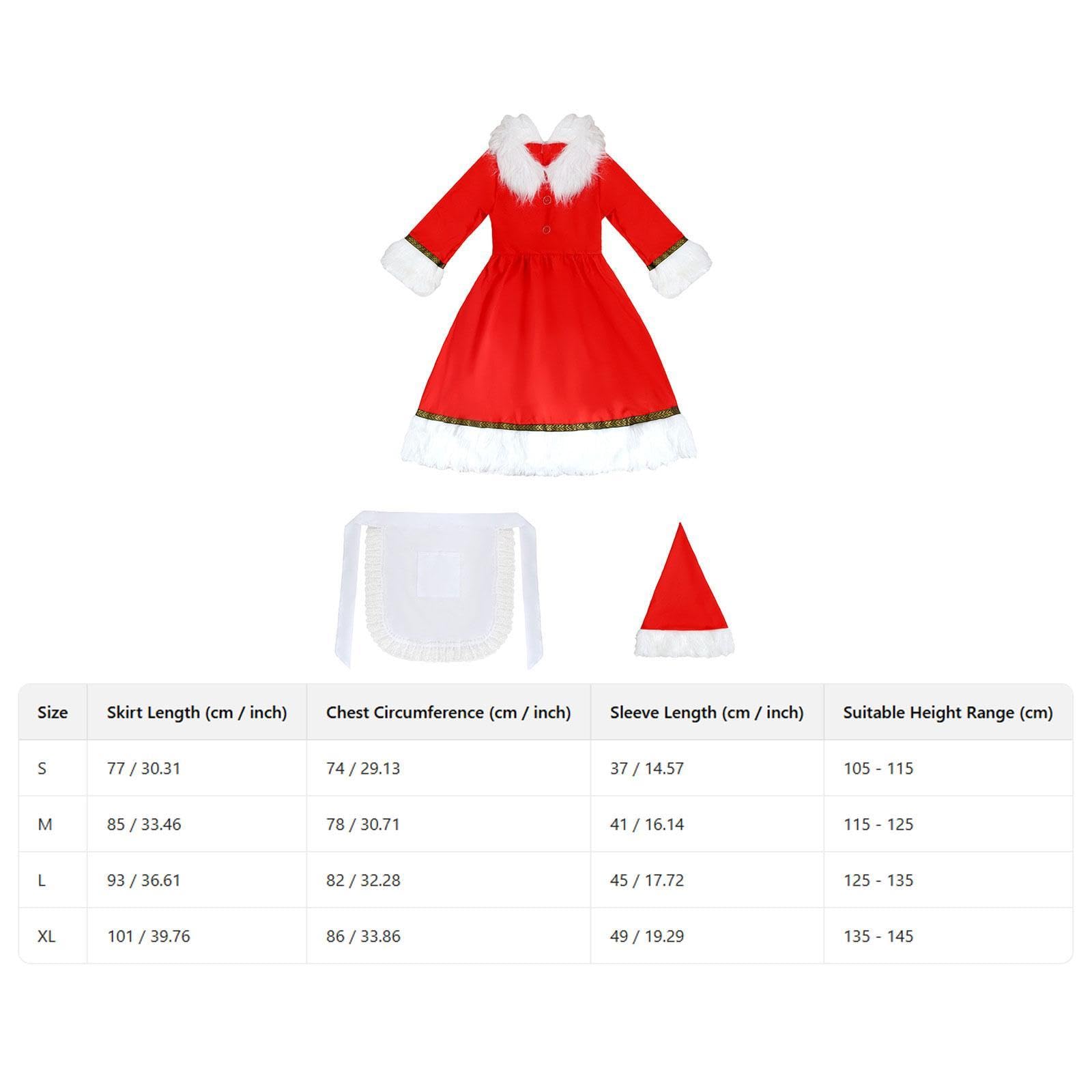 Costume de Père Noël, Robe Douce avec Chapeau et Tablier pour Enfants, Représentations sur Scène, Festivals, Rouge, M