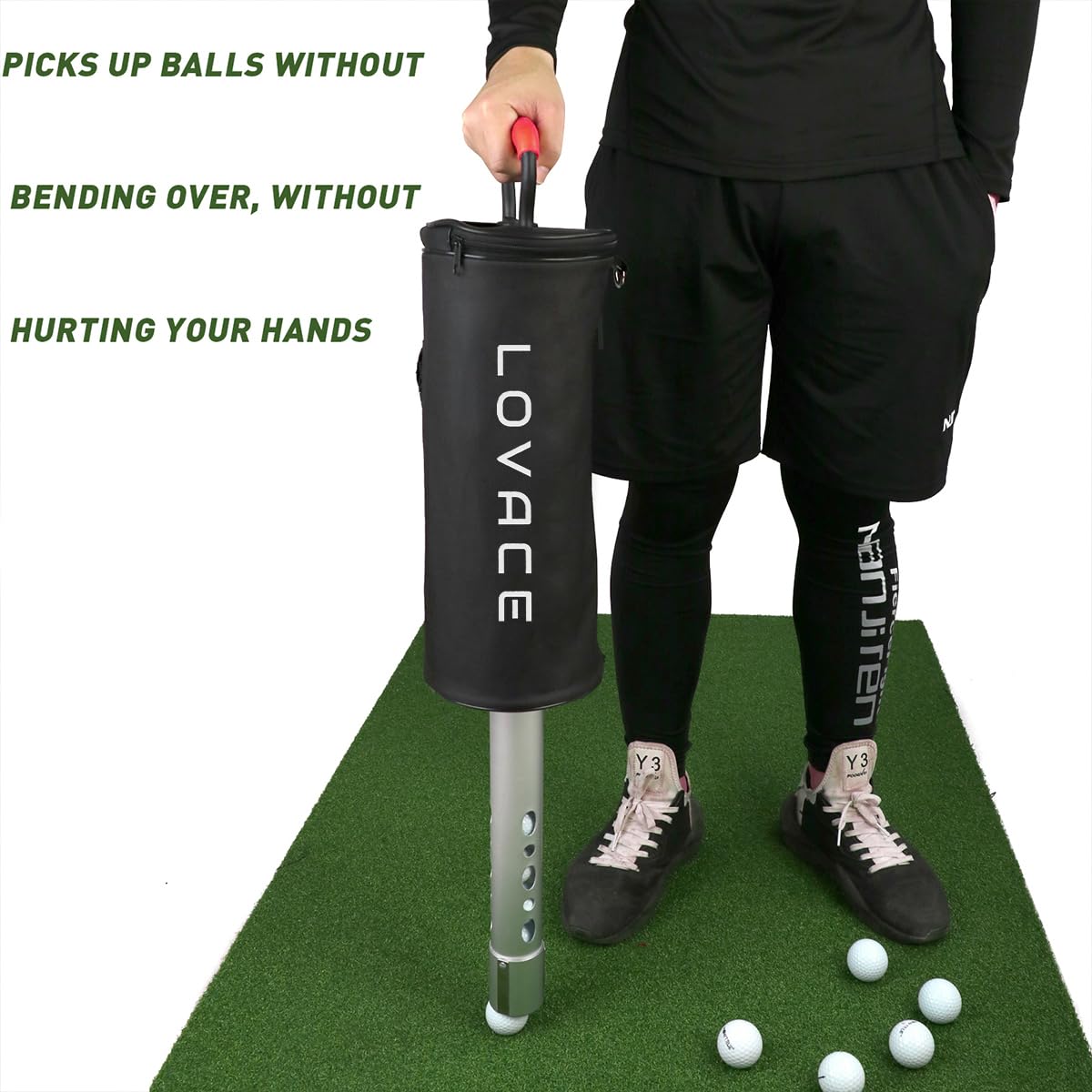 Golfball-Retriever, Zotteltasche für Golfbälle mit abnehmbarem Rohr aus Aluminiumlegierung