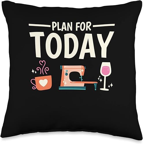Miniatura 5 de Sewing Gifts for Quilters and Tailors Divertido plan de alcantarillado para hoy para coser café vino almohada 18 x 18 pulgadas multicolor