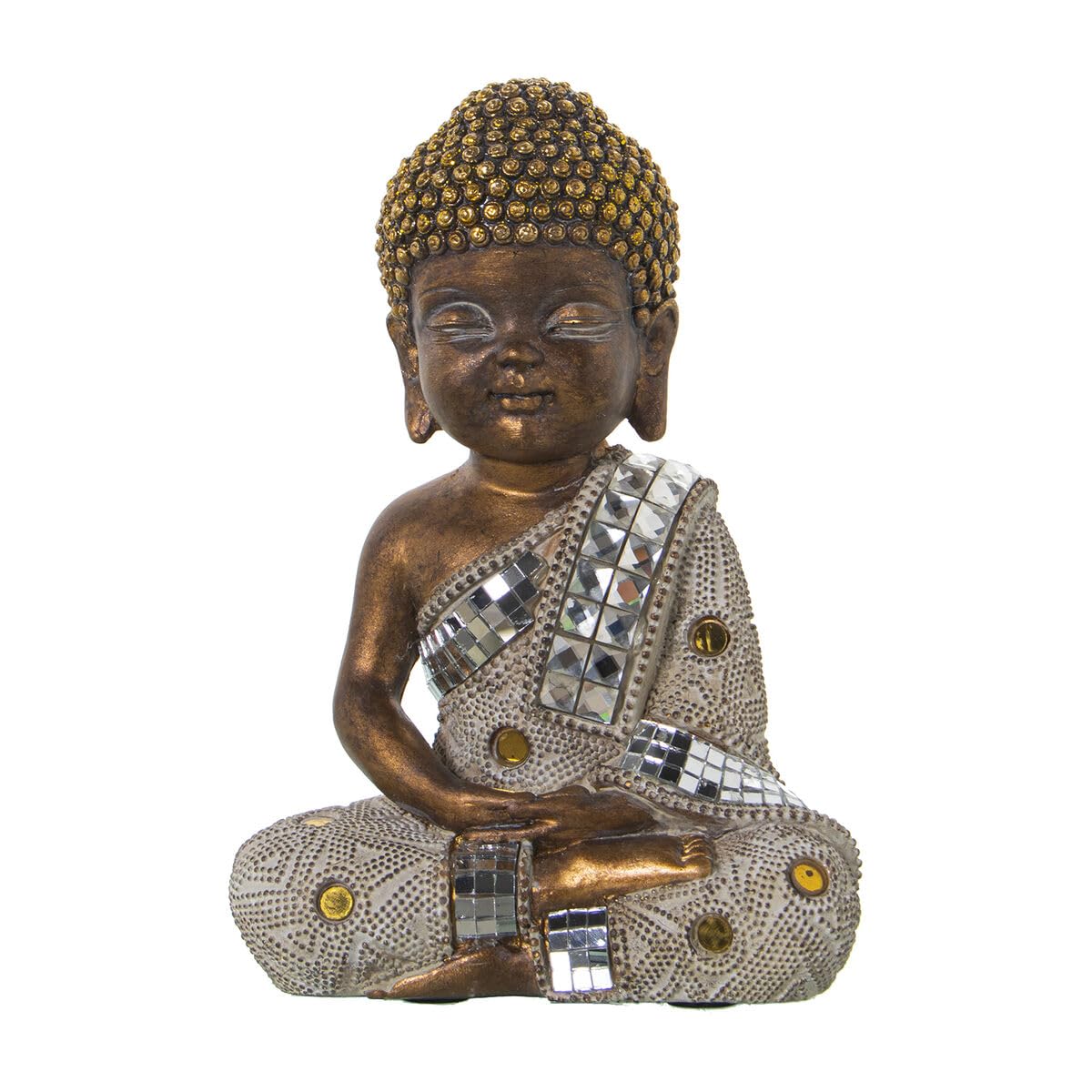 Alexandra House Living Decorative Figurine White Gold Acrylic Plastic Melamine Buddha 14 x 9 x 20 cm, Colourful