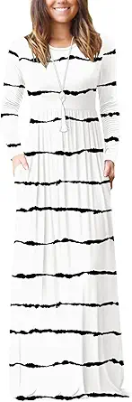 VIISHOW Women's Long Sleeve Loose Plain Maxi Dresses Casual Long Dresses with Pockets