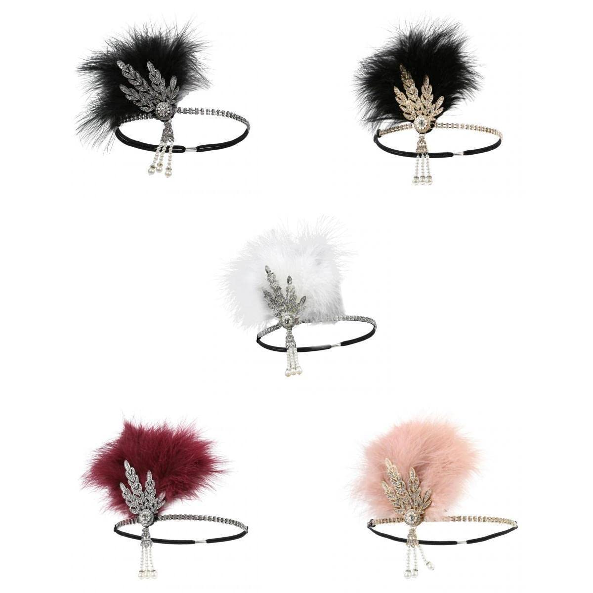 nivaa 1920s Feather Headband Flapper Headpiece Fancy Headdress Fascinator 5-picture-13