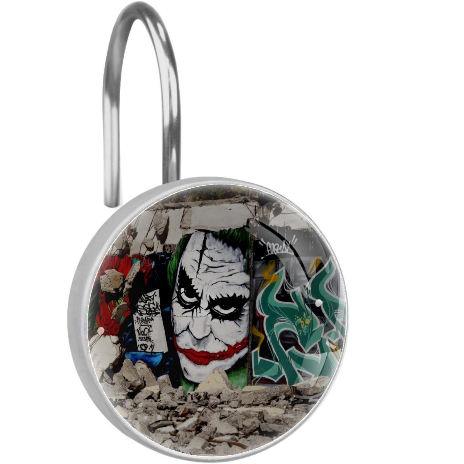 Crochets rideau de douche graffiti clown en inox pour relooker votre salle de bain