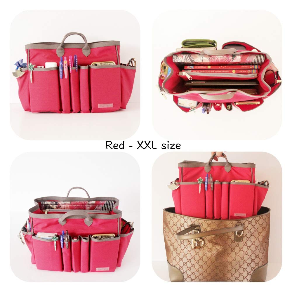 Premium Bag Organizer Organizzatore da borsa, 13 Compartments, Lightweight, XXL 28 x 22.5 x 17 cm, Beige