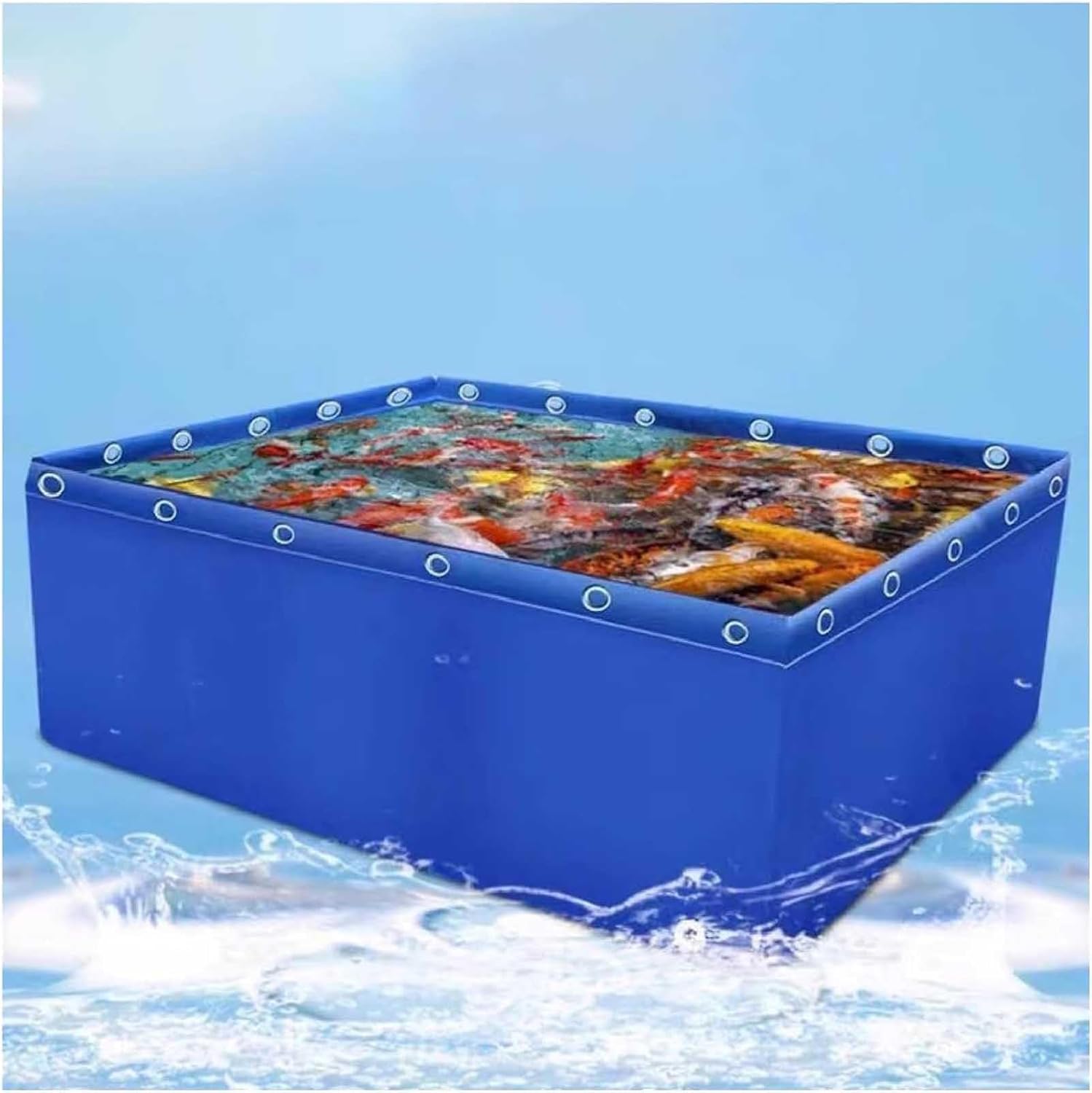 Temporary Saltwater Fish Holding Tank - 0.5mm PVC Canvas Pond with Drain Valve for Koi, Turtles, Aquatic Storage, Durable Aquarium Pool, Ideal for Fish Care & Water Management