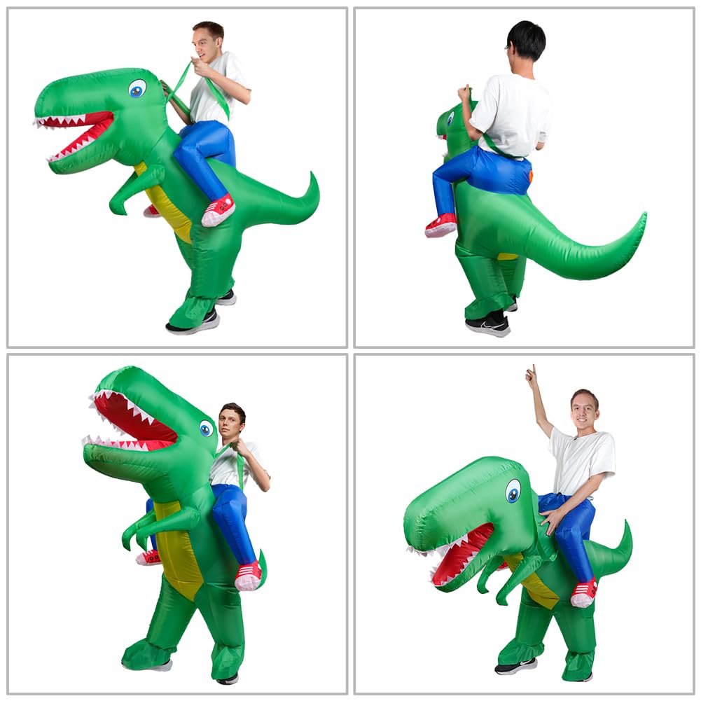 AOOWU Dino Kostüm, Dinosaurier Aufblasbares Kostüm, Erwachsene Dinosaurier Kostüm Lustige Aufblasbare Kostüme, Halloween-Kleid Lustiges Kostüm für Karneval Party Geburtstags-Geschenk