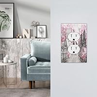 Vista 7 de París Torre Eiffel Arco de Triunfo Paisaje de la Ciudad Europea Rosa 1 Gang Interruptor de Luz Cubierta de Interruptor de Toma Dúplex Placa de pared