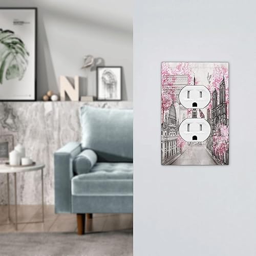 Miniatura 7 de París Torre Eiffel Arco de Triunfo Paisaje de la Ciudad Europea Rosa 1 Gang Interruptor de Luz Cubierta de Interruptor de Toma Dúplex Placa de pared