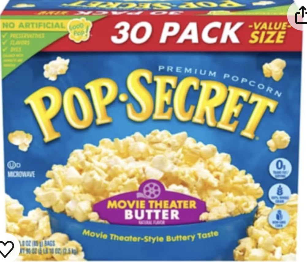 Pop-Secret Movie Theater Butter Flavor Microwave Popcorn, 30 Pack