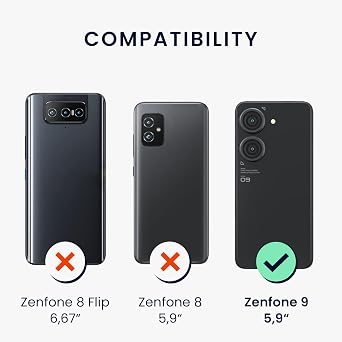 kwmobile Case Compatible with ASUS Zenfone 10 / Zenfone 9 - Clear TPU Soft Smartphone Cover - Bicolor Dark Pink/Blue/Transparent