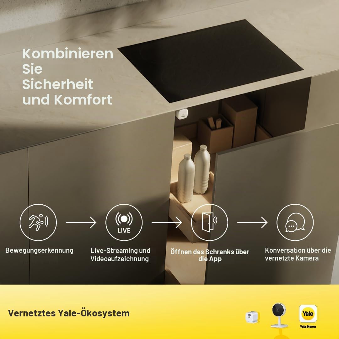 Yale - Smart Cabinet Lock - Smartes -Schrankschloss - (05-SCL1-0-00-50-11) - Kleines Design - Automatische Verriegelung - Schlüssellos - Kindersicherung Werkzeugen und Medizinschränken