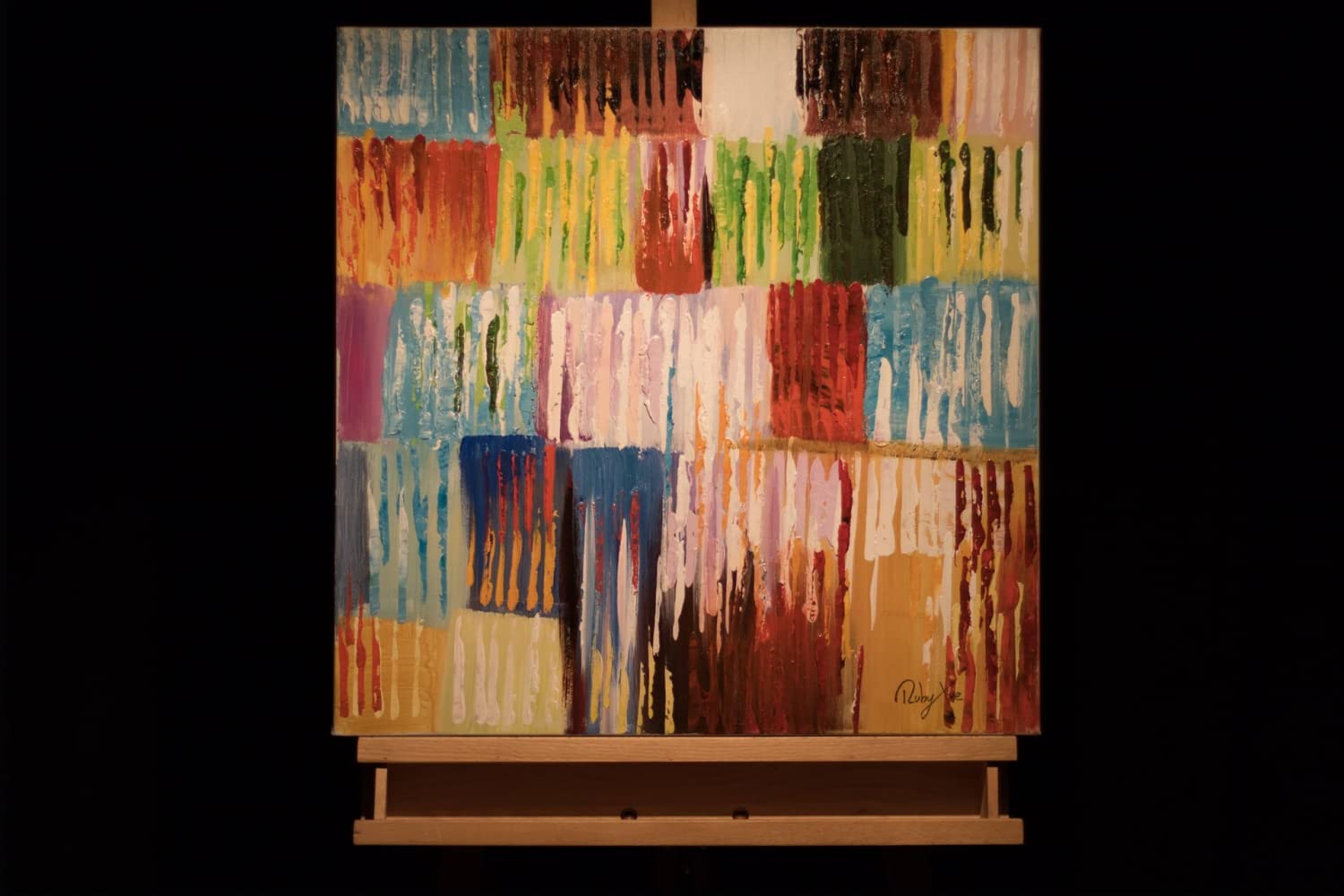KunstLoft Leinwandbild 60x60cm Abstrakt Bunt Rainbow Vibes Handgemalt