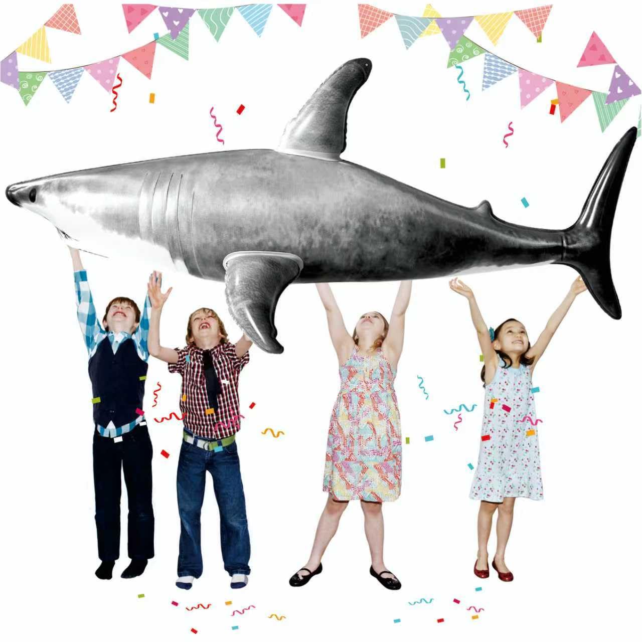 ILEISURELY Extra Large Inflatable Shark Pool Toy,79inch Shark Pool Birthday Party Decorations,Blow Up Animal Party Favors Supplies Gift for Kids