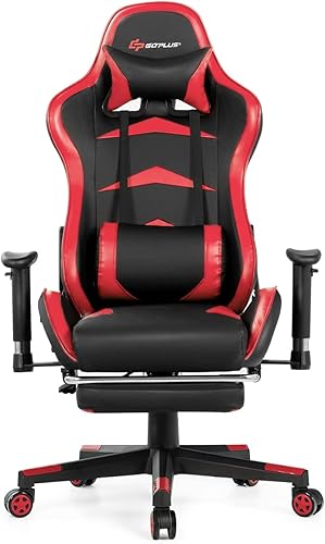 Miniatura 2 de POWERSTONE Silla para juegos con reposapiés masaje ergonómico de oficina juego de computadora de carreras silla de deportes electrónicos almohada de