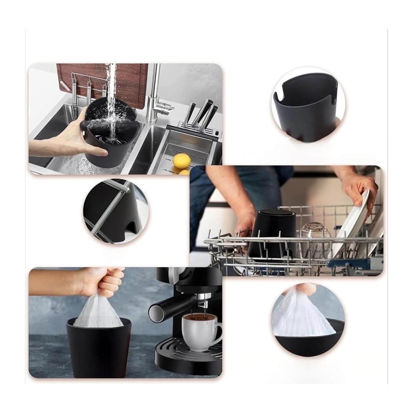 Kit Battitacco E Manomissione for Caffè Design Resistente Agli Urti Con Barra Rimovibile Tappetino In Silicone Kit Di Strumenti for Barista for Un Facile Smaltimento Dei Fondi Di Caffè(Tools-M)