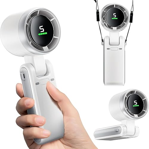 Ventilador de mano, ventilador personal recargable, motor de alta potencia, pantalla LED, ventiladores de bolsillo pequeños para viajescrucerosplaya