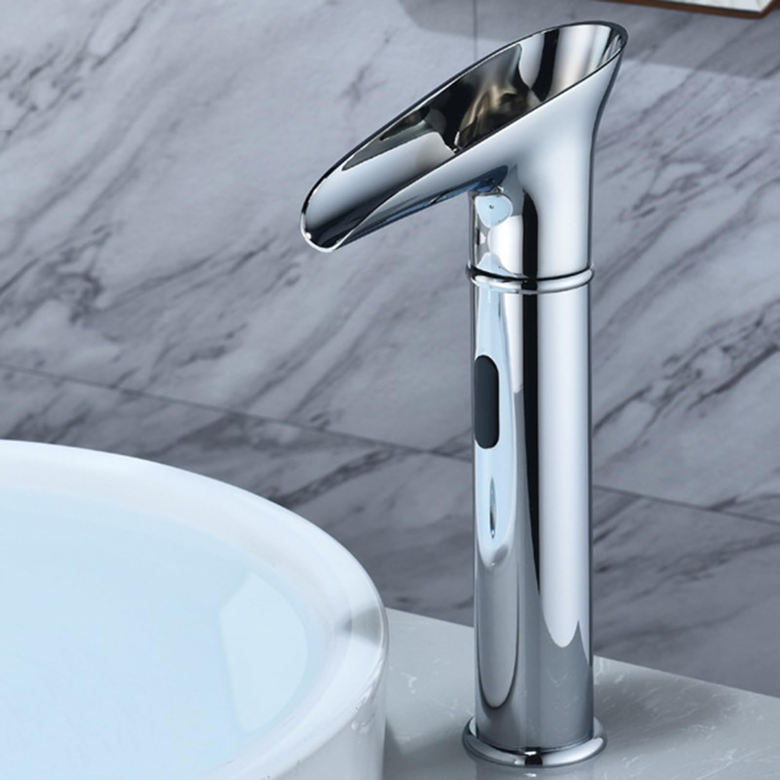 HCFYAUIS Bathroom Waterfall Mixer Tap Retro Touchless Bathroom Tap Chrome Temperature Controlled Discoloration Sensor Faucet Tall