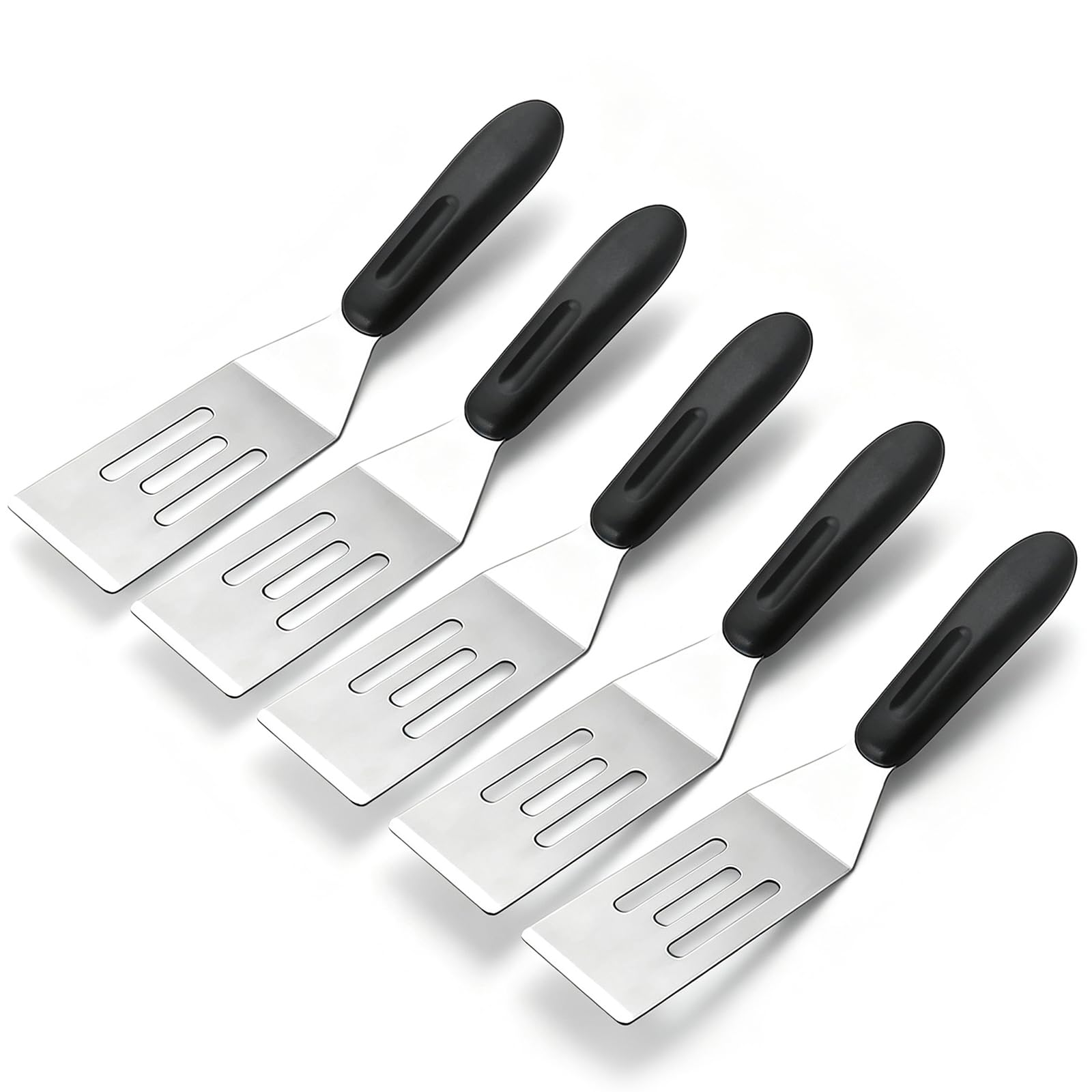 【5 Pack】Small Metal Spatula,Mini Spatula for Flipping, Cooking and Baking,Stainless Steel Brownie Spatula with Non-Slip Handle for kitchen Use (5)