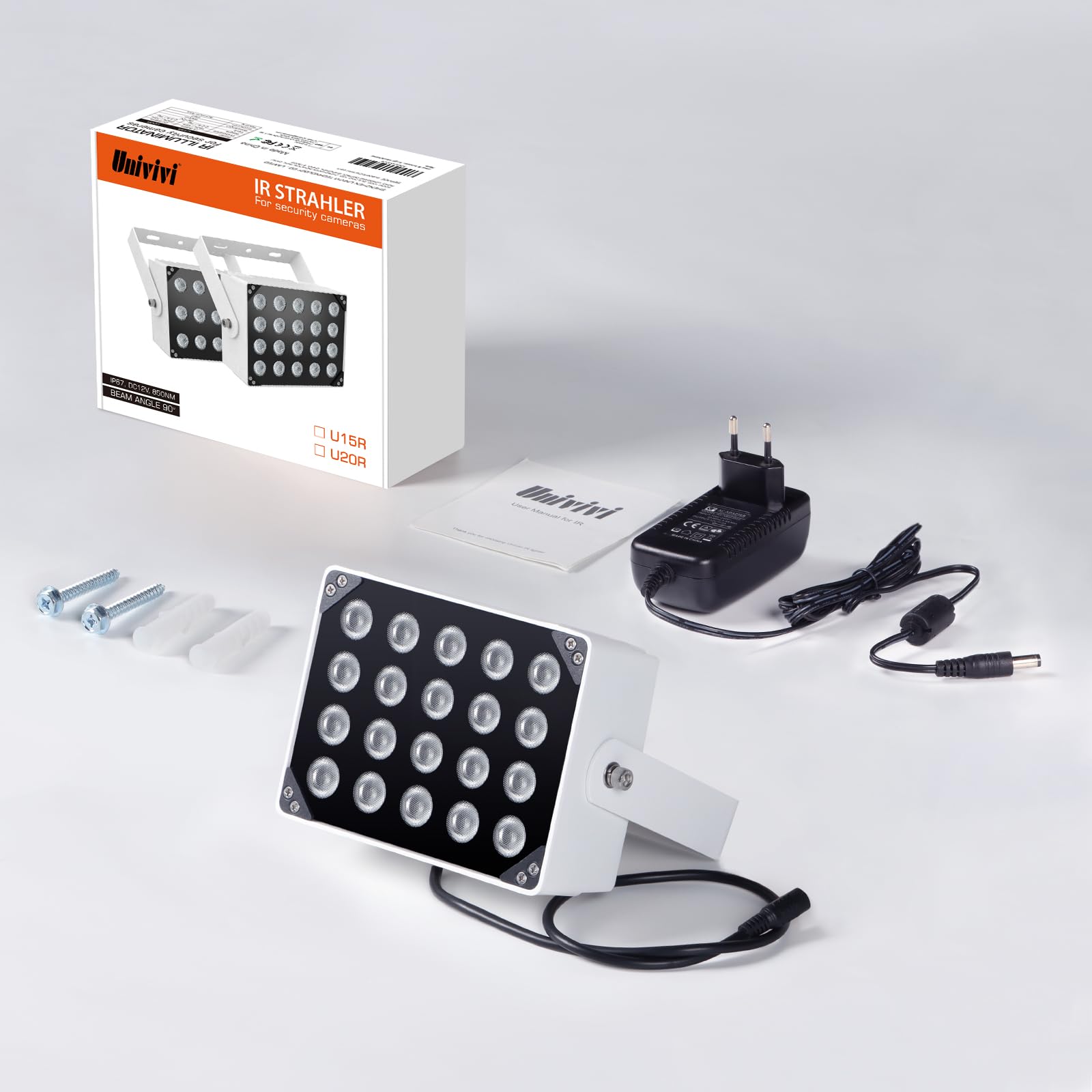 Univivi IR Strahler 20 LEDs, 850nm Beleuchter mit großer Reichweite