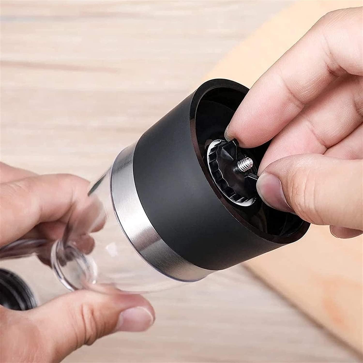 Salt and Pepper Grinder Set - Adjustable Ceramic Sea Salt Grinder & Pepper Grinder - Tall Glass Salt and Pepper Shakers - Pepper Mill & Salt Mill (2 pcs)