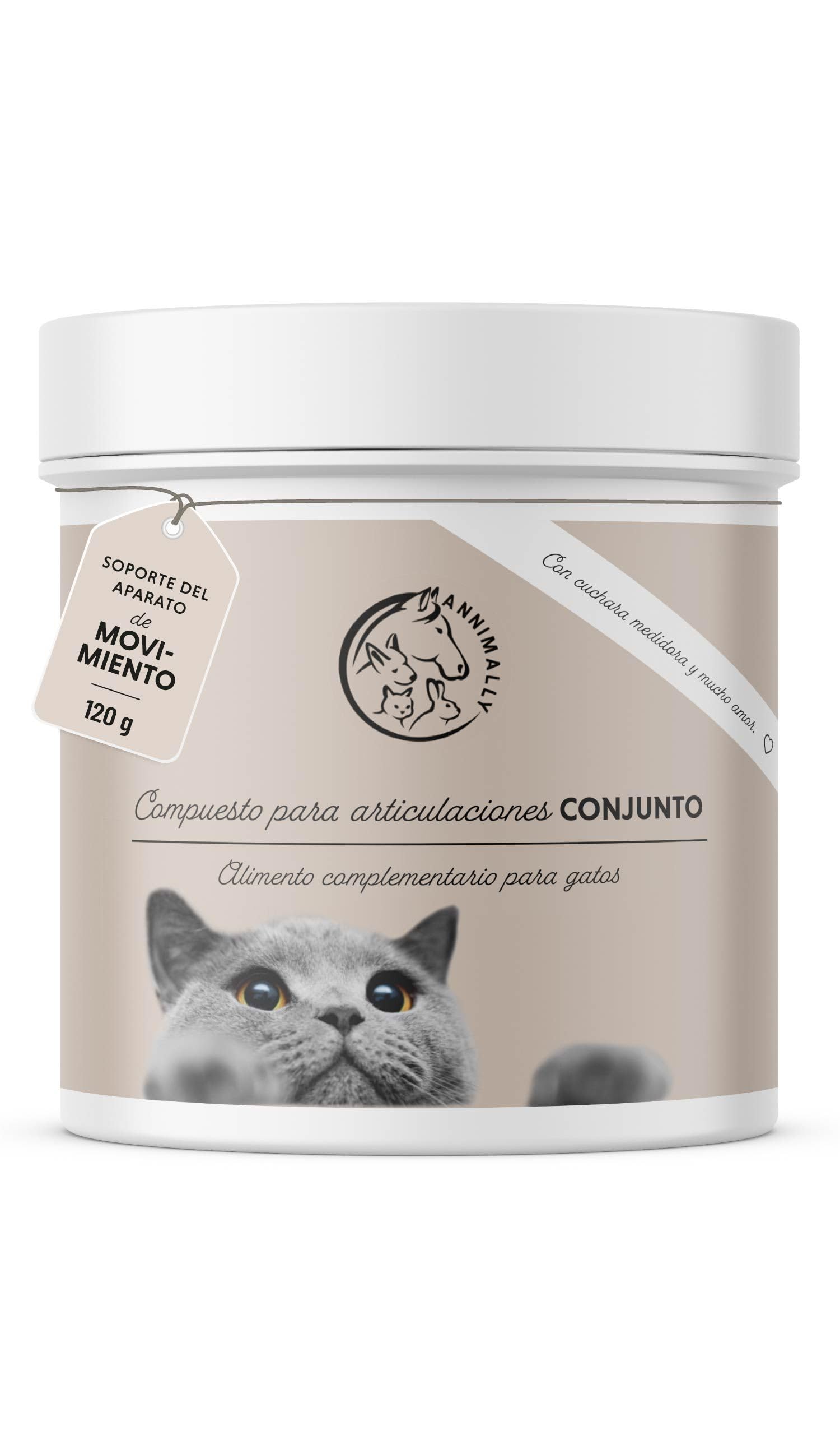 Annimally Polvo Articular Gatos | 120g para 4 Meses - La Alternativa a Las tabletas para articulaciones. Polvo articulaciones saludables con mejillón de Labios Verdes, MSM, Garra del Diablo