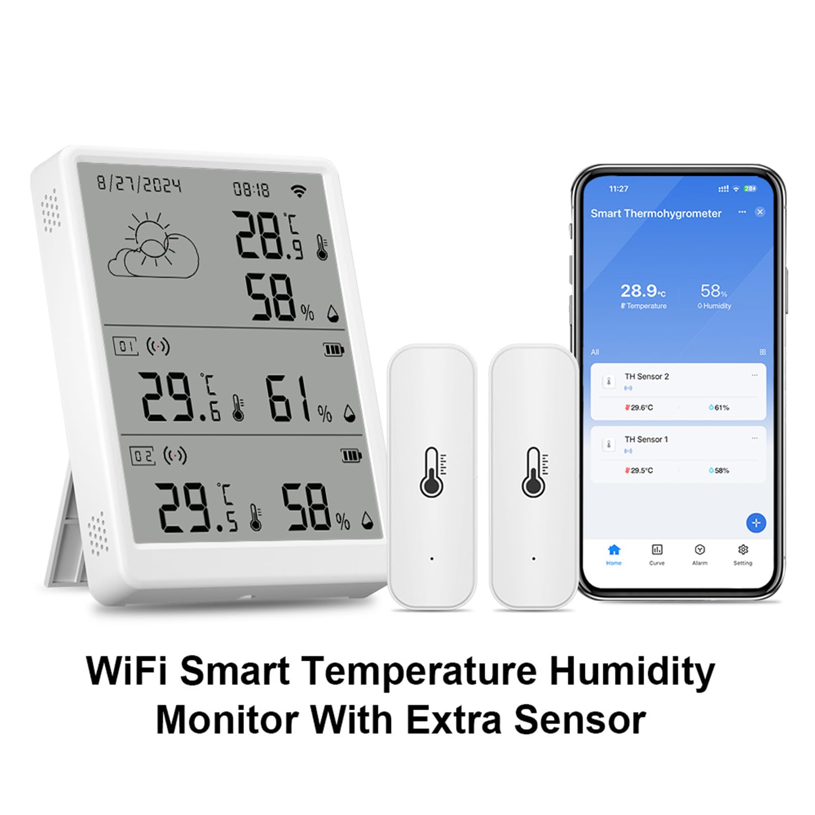 Monitoraggio Digitale Remoto dell'umidità della Temperatura Controllo App Wireless Sensore Intelligente per Serra da Garage Lettura Accurata del Termometro per Interni Ed Esterni