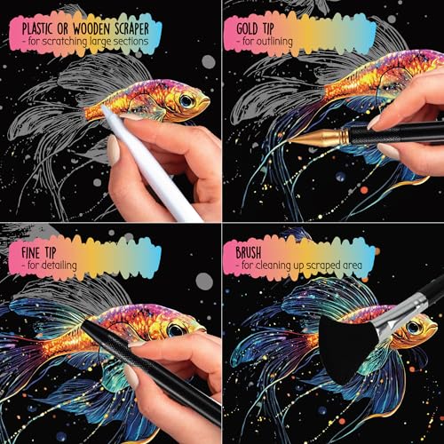 animals scratch art book for adults - colorful animal series scratch art  scratch painting foil art for adults  scratch and sketch animal series books  foil engraving scratch art animal series