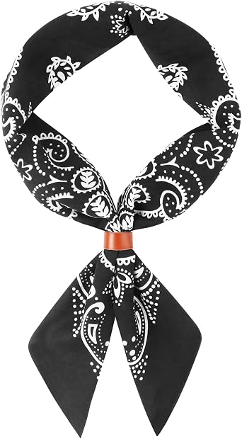 27.5 Inches Western Bandana Scarf With Leather Scarf Buckle, 100% Cotton Neck Scarf for Men Cowboy Scarves