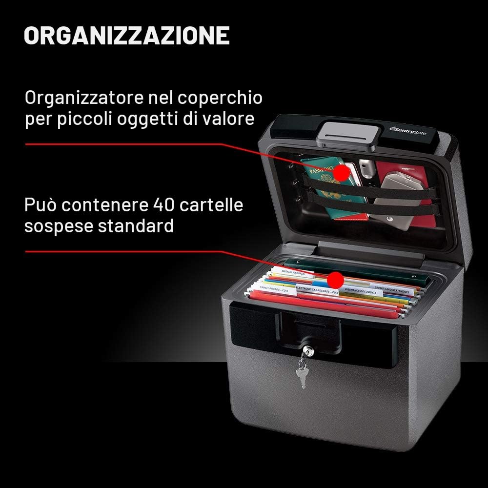 SentrySafe Black Fireproof and Waterproof Safe, File Folder and Document Box with Key Lock, Ex. 14.3 x 15.5 x 13.5 inches, HD4100
