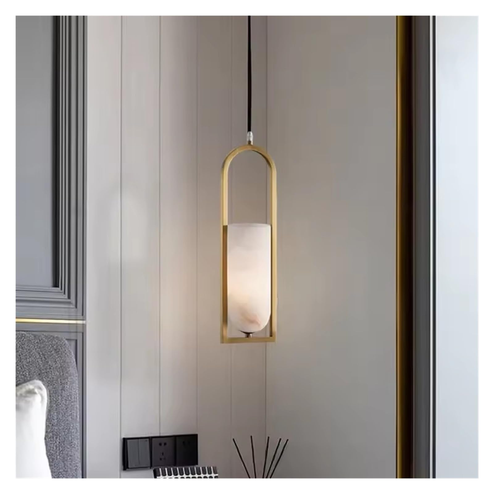 ASerZenith Natural Chandelier Dining Room Living Room Tv Background Bedroom Bedside Copper Marble Pendant Lamp Fixture Home Decor