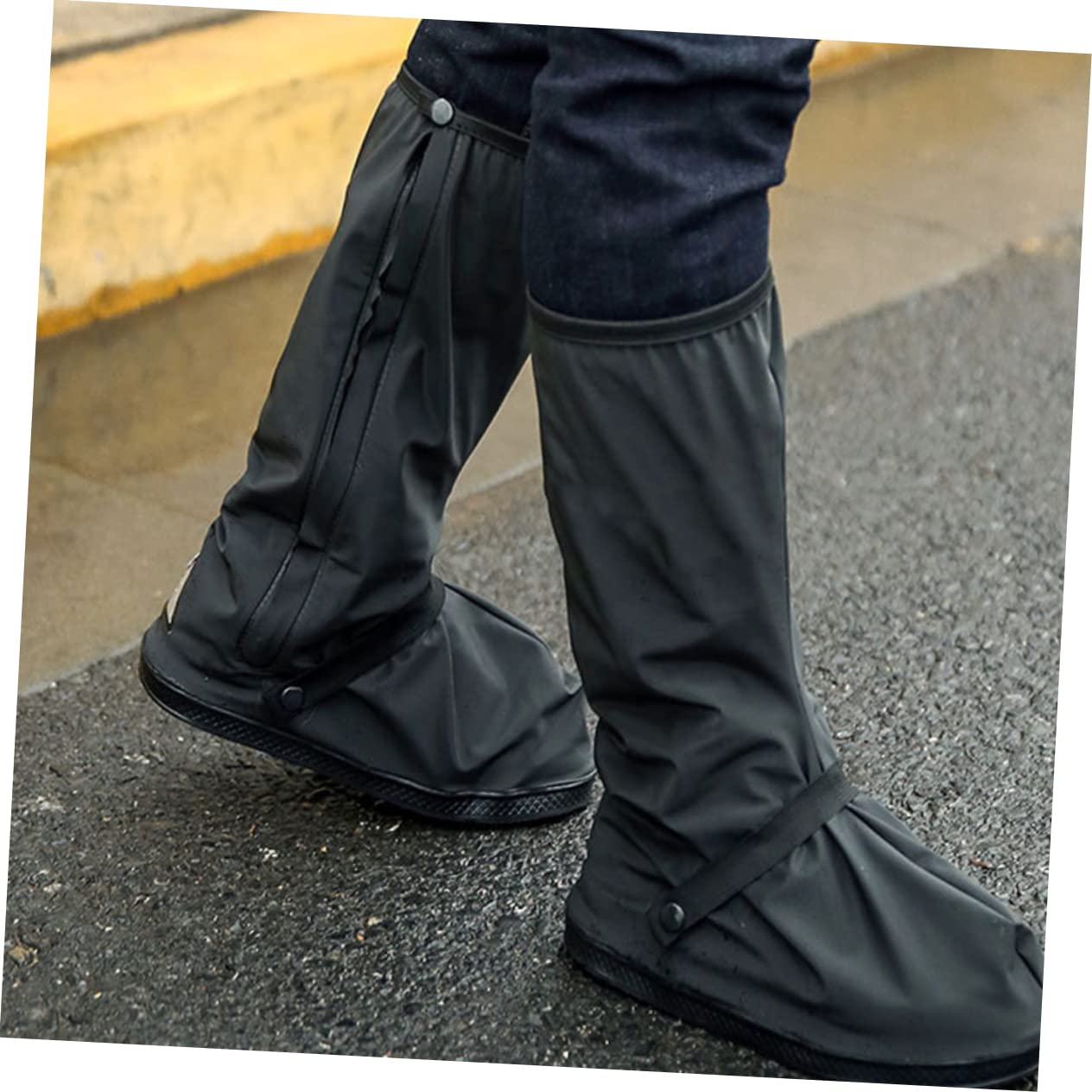 SUPVOX Motorcycle Cycling Bike Boot Rain Shoes Covers Thickened Waterproof Anti-Slip Comfortable Soft Reusable Shoe Cover Size l