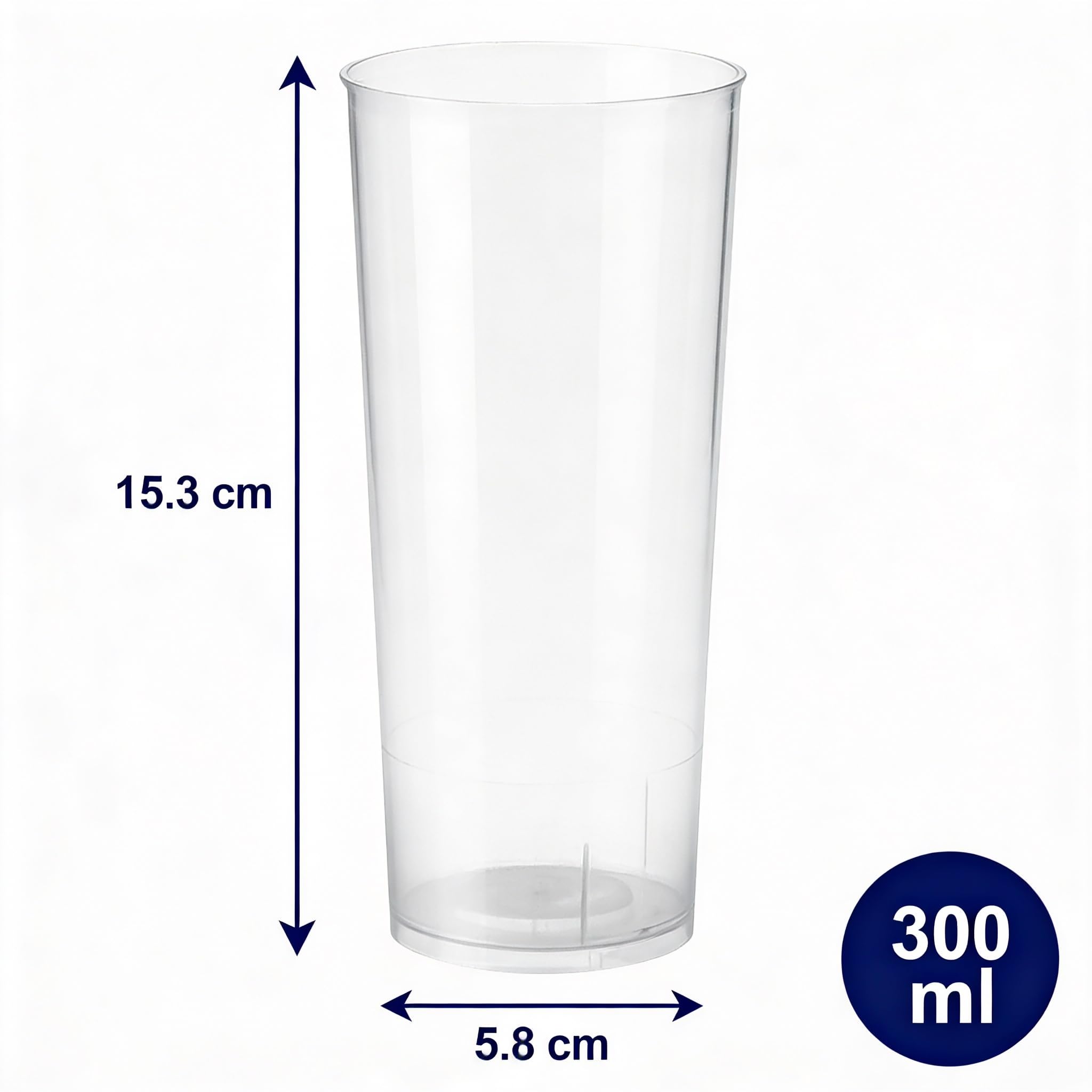 Vasos Reutilizables Tubo de Plástico 500 uds de 300 ml (10oz) para Fiestas, Oficinas y Catering Resistentes y Reusables