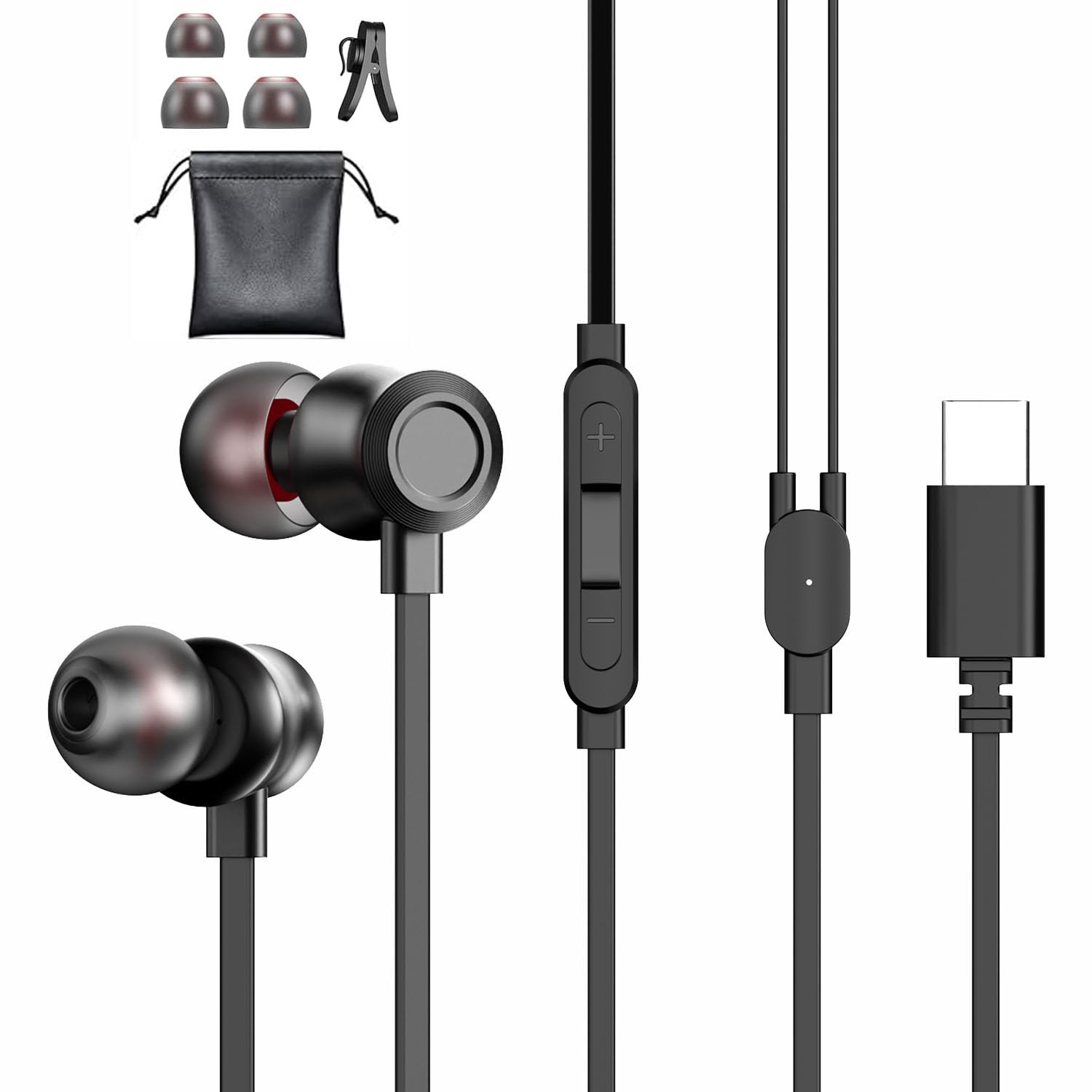 USB C Headphones for Samsung Galaxy S25 S24 S23 Ultra S22 S21 FE S20 A54 A53 USB C Earphones with Mic Volume Control Wired Earbuds USB Type C