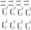 BeeSpring 8pcs Mini Small Double Hook Coat Hooks, Industrial Vintage Style Hardware Utility Hooks, Door Hook Drawer Hook with 8 Screws