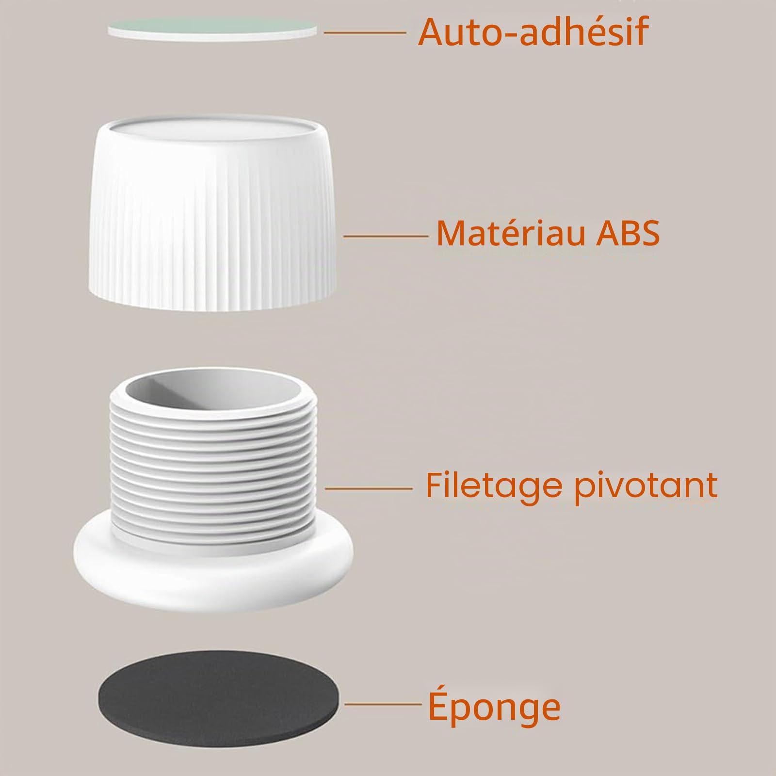 SagaSave Lot de 4 Rehausseurs Réglables Antidérapants pour Meubles, Lits, Canapés, Tables et Chaises, Pieds de Meubles Réglables De 4,1 à 6,3 cm, Blanc
