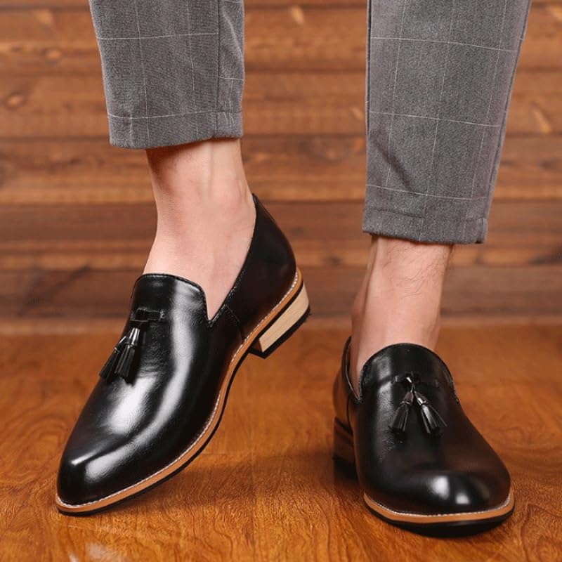Luxury Italian-Style Leather Loafers with Tassel Decoration, Flexible Rubber Outsole for Smart Casual Attire and Business Travel2