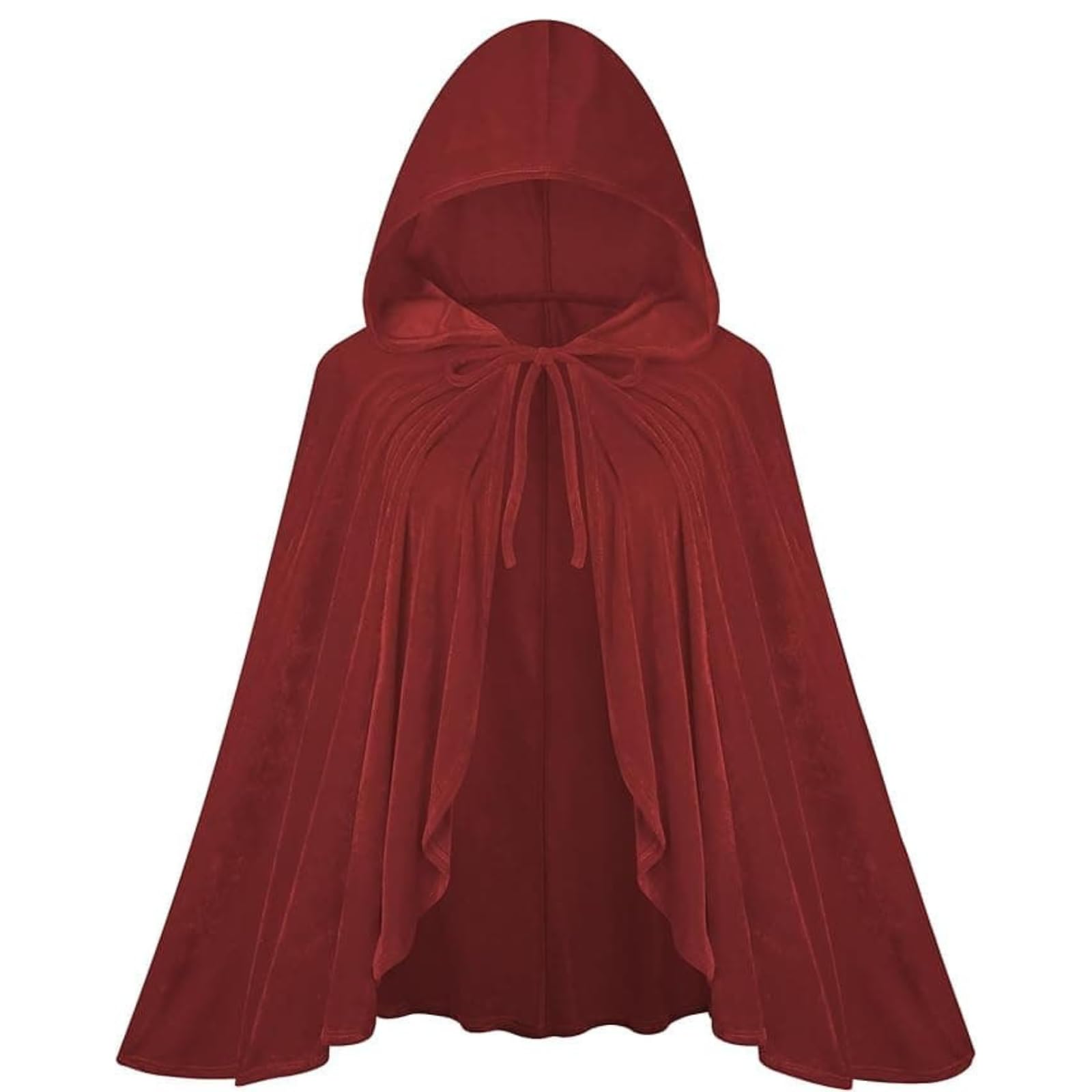 RRCBMD Little Red Riding Hood Cape Velvet Cloak for Halloween Christmas Cosplay Party Pure-wine red-S-23.62 inch