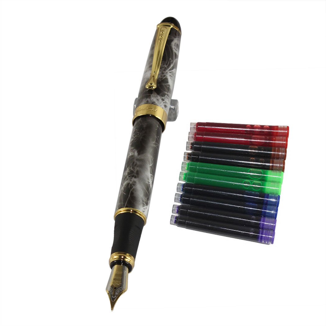 Gullor 450 Normal nib Fountain Pen Marble Pattern with 5 color Ink Cartridges