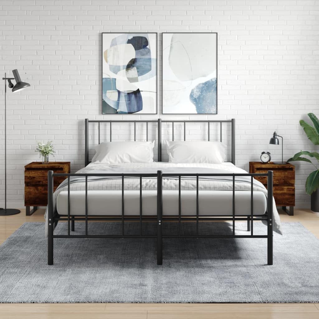 Table de chevet chêne fumé qui résout le désordre de votre chambre | Lot de 2 tiroir & porte