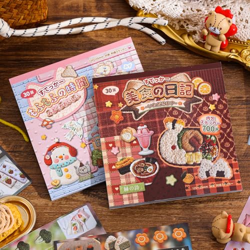 Image of Girl's Japanese Retro Sticker Book, 700+ Kawaii Old Showa Style Embroidered Stickers, Cute Animal Theme for DIY Scrapbooking Journaling Handbook Decoration