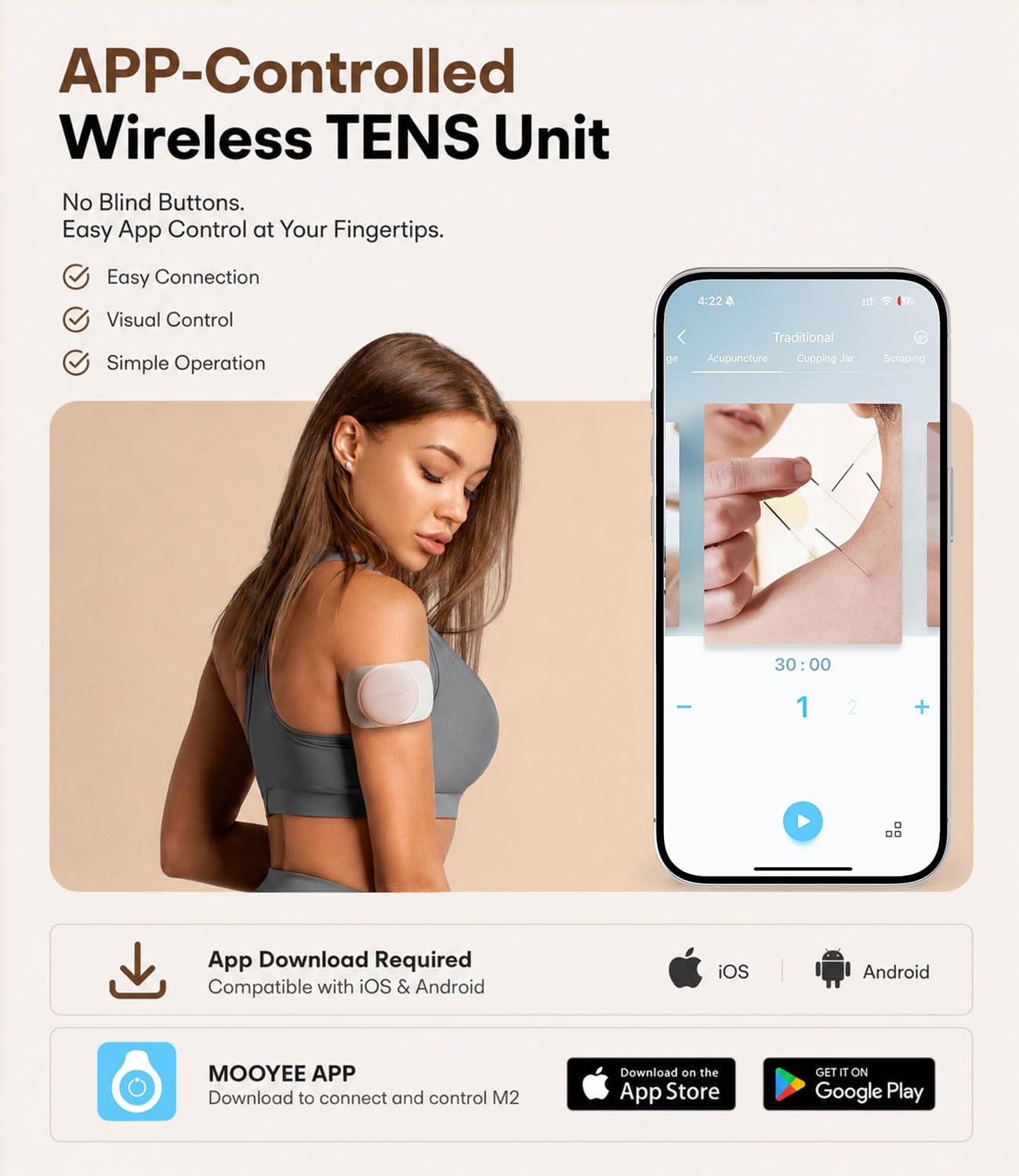MOOYEE TENS Unit - Wireless Muscle Stimulator -2