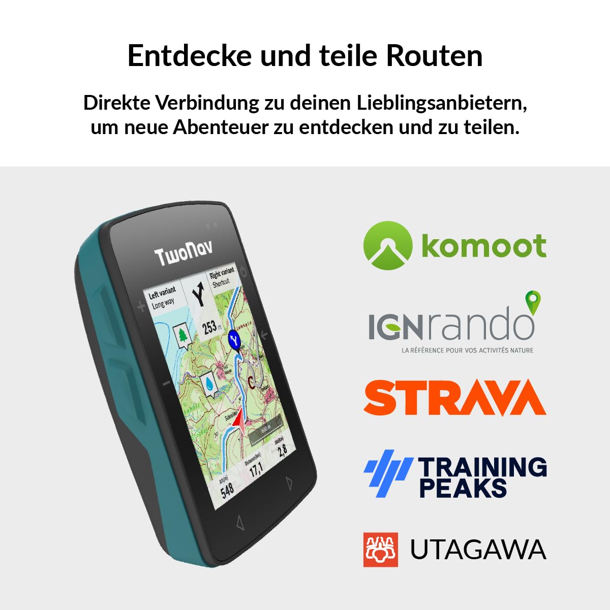 TwoNav ROC (32 GB) + Karte 1 Region Deutchland BKG Topo 1:25000, Outdoor GPS mit 2,7-Zoll-Bildschirm für MTB, Fahrrad, Gravel oder Bikepacking oder Navigation