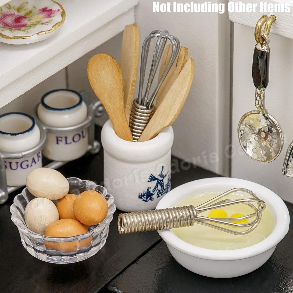 Odoria 1/12 Miniature Kitchen Utensils - Dollhouse Accessories With Whisk & Mixing Bowl
