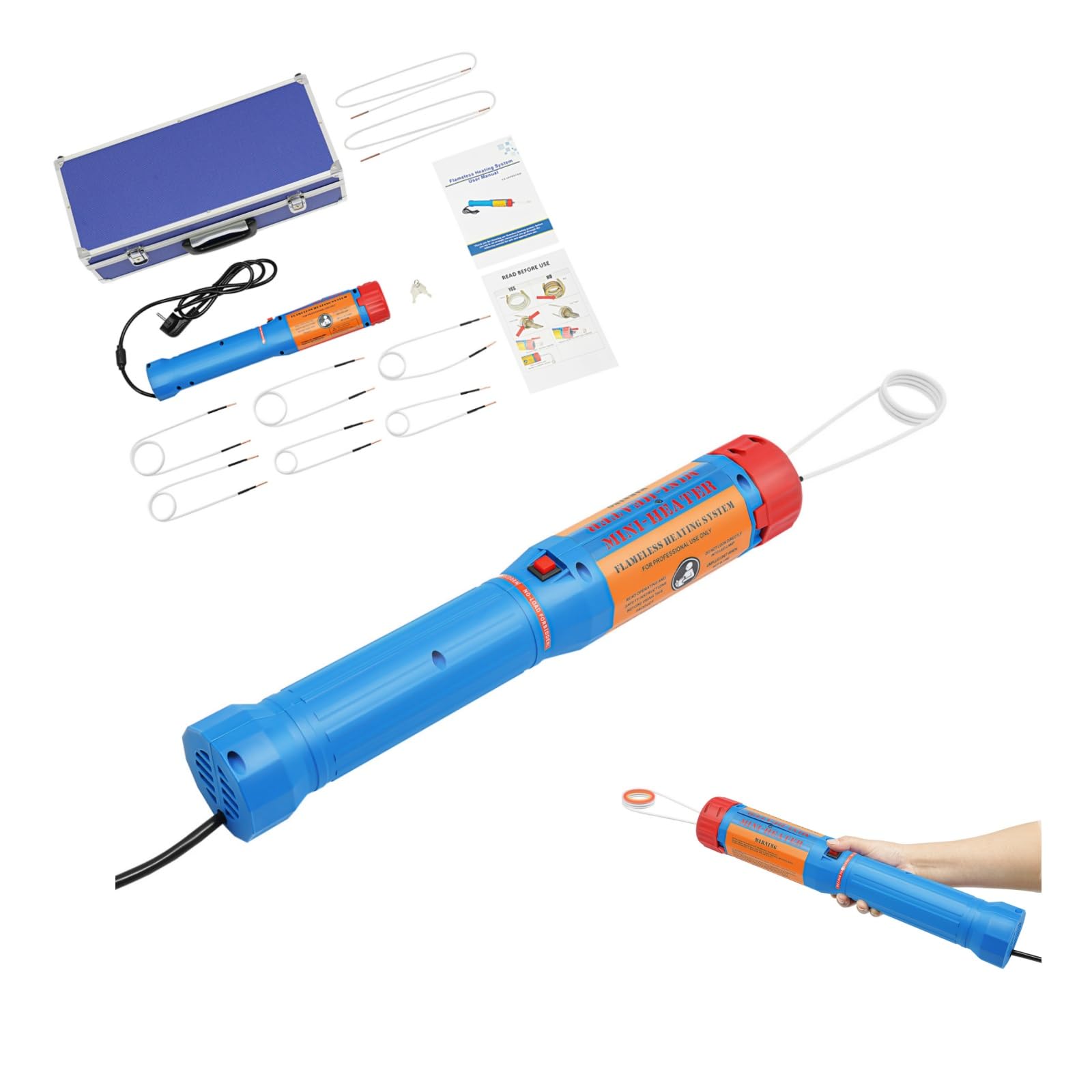 1100W Induktionsheizgerät Magnetic|Magnetischer Induktionsheizer|Flameless Induction Heater |Induktionsheizung-Handgeräteset | Induktionsheizer-Bolzenentferner mit Transportkoffer & 6 Heizspulen