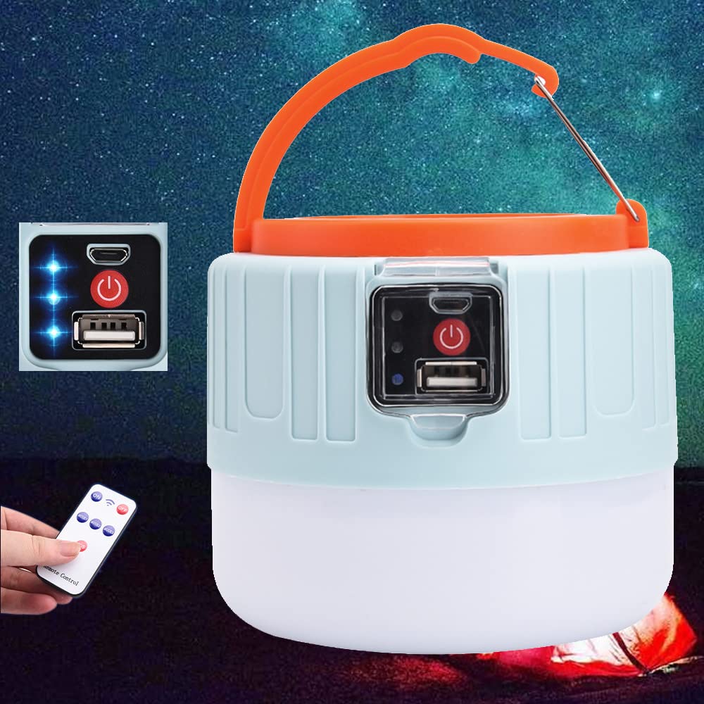 KISUFUSolar Camping Light, LED USB Rechargeable Tent Lamp, Camping Lantern with Remote Control, Waterproof 3 Modes Outdoor Lantern for Hiking, Camping, Fishing, Hunting, Emergency, Garden, Gazebo